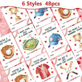 48 Pcs Baseball Valentines Gifts For Kids, Baseball Valentines Day Cards With Envelope For Class Exchange, School Valentine Day Greeting Card Bulk For Sports Party Prizes Favor Supplies