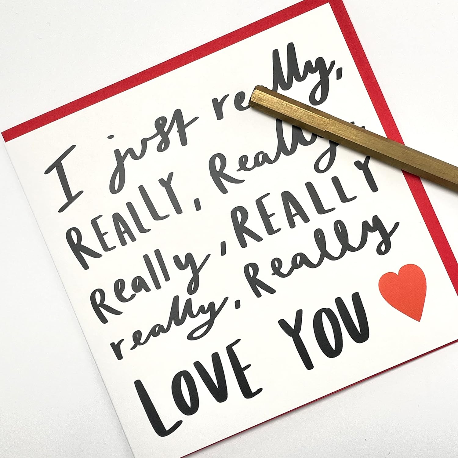 Old English Co. I Really Really Love You Funny Anniversary Card - Bold Red Heart Valentine'S Day Card | Joke For Husband, Wife, Boyfriend, Girlfriend | Blank Inside & Envelope Included