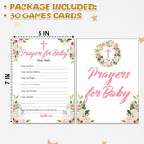 Floral Baptism Games, Prayers For Baby Game, Blush Pink Floral Theme First Holy Communion Religious Party Games, Baby Shower Party Activities & Gender Reveal Party Decorations -30 Game Cards(03)