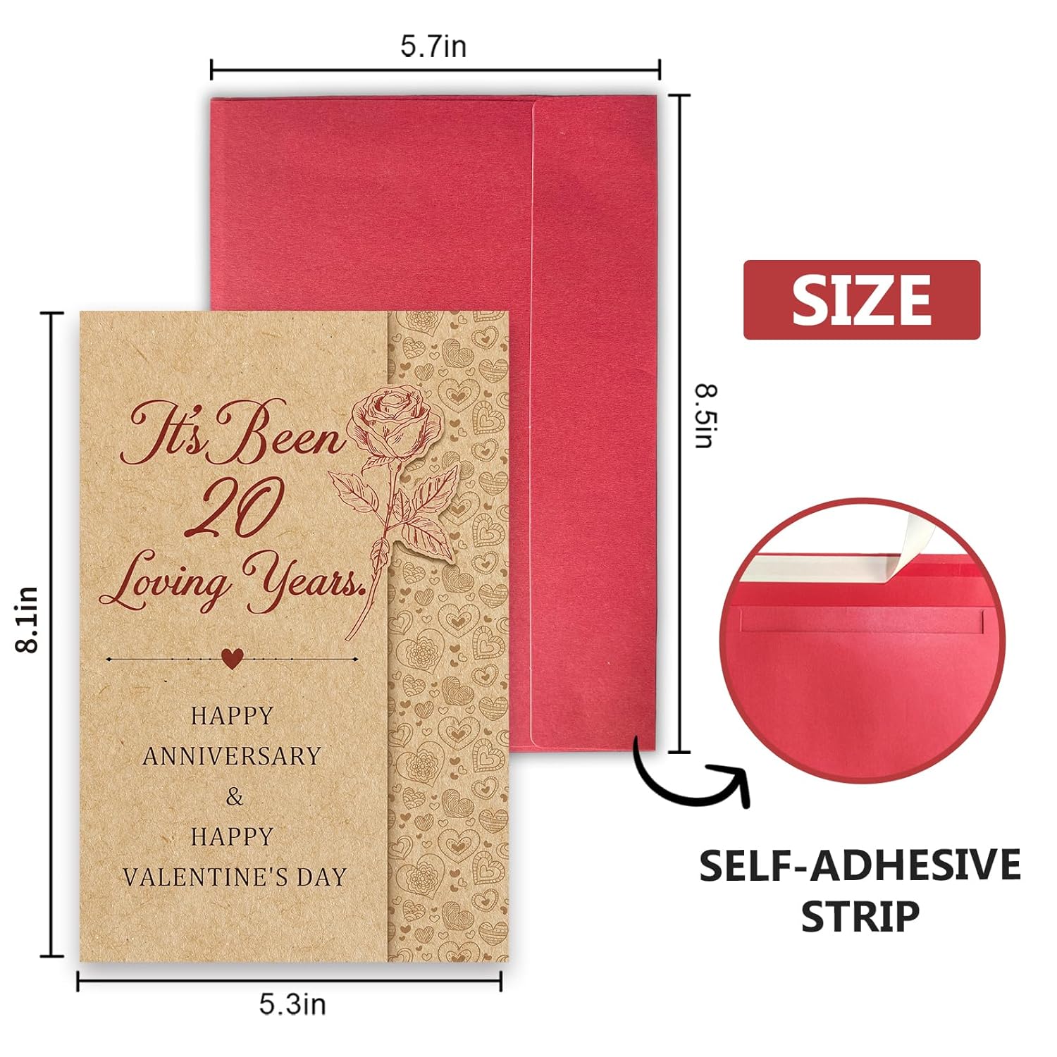 Vintage 20Th Anniversary Valentine'S Day Card For Men Woman, Happy 20 Year Wedding Anniversary On Valentine'S Day, Romantic Love Gift For Husband Wife