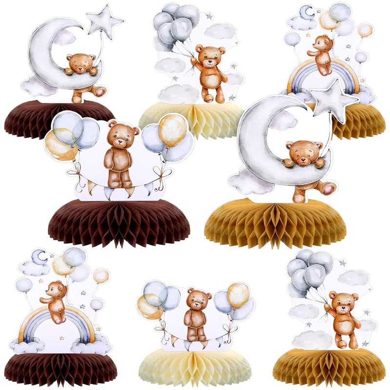 8 Pack Bear Baby Shower Honeycomb Centerpieces Bear Table Decorations