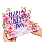 Happy Mothers Day Card, Mother'S Day Pop Up Card, 3D Orchids, For Mom, Wife, Grandma - 5" X 7" Cover - Includes Envelope And Note Tag