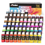 Acrylic Paint Set, 56 Colors (2Oz/60Ml), Matte Finish, Waterproof, Rich Pigments, Non-Toxic Paints For Painting On Canvas Crafts Wood Ceramic, Fabric Ideal For Beginners And Students
