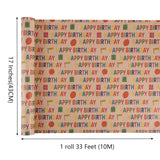 Birthday Wrapping Paper 17 Inch X 33 Feet Kraft Wrapping Paper For Kids Men Women Happy Birthday Pattern Gift Wrap Paper For Baby Shower Party, Holiday
