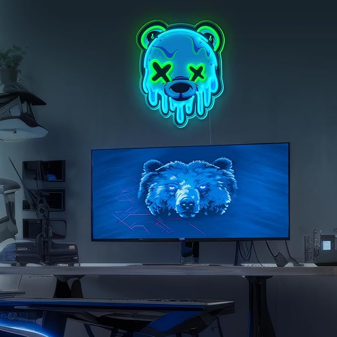 Ice Bear Neon Sign USB Dimmable LED Wall Light for Bedroom Bar Man Cave Decor