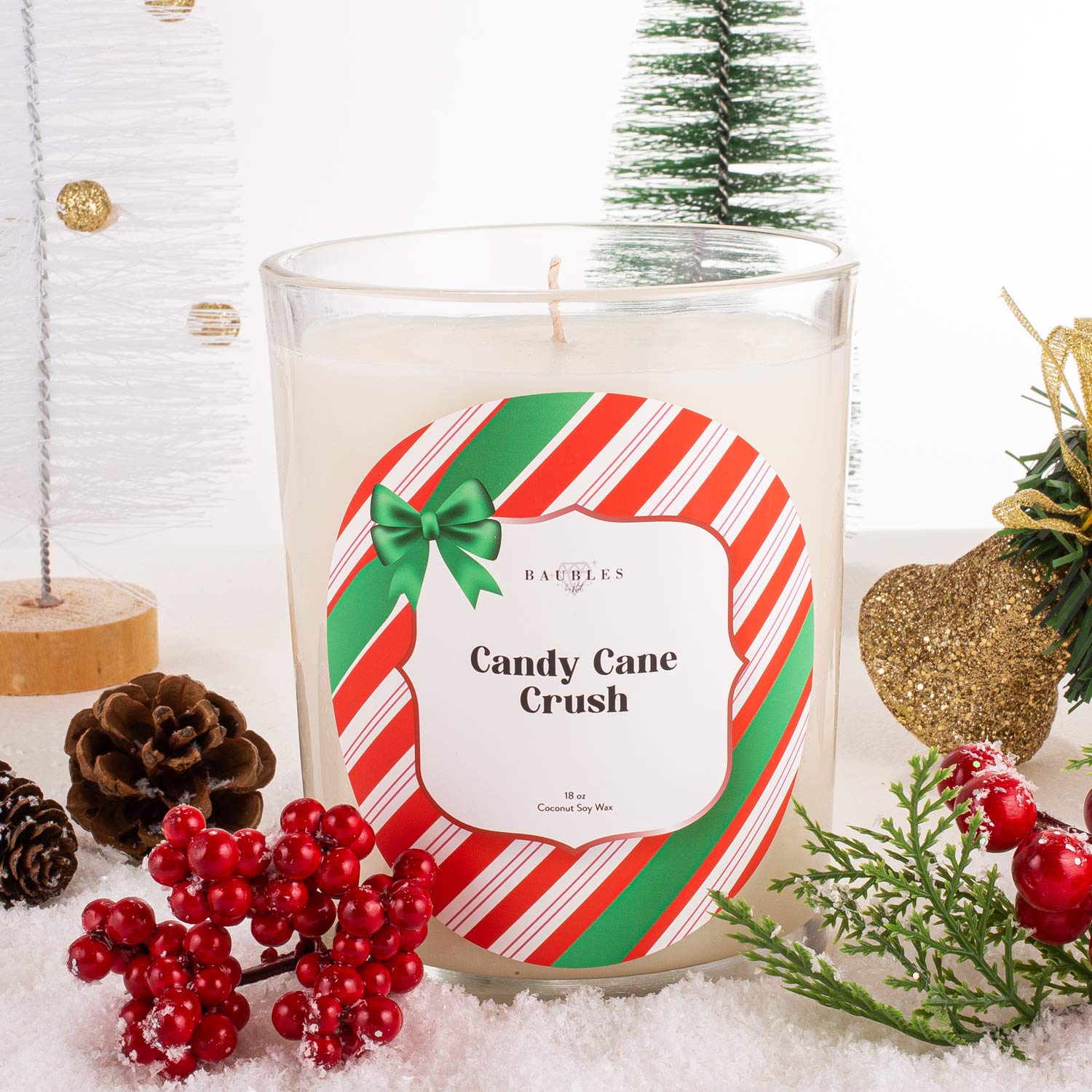 Kate Bissett Christmas Winter Candles | Candy Cane Crush| Made with 100% Natural Soy and Coconut Wax | Hand Poured 18 oz Candles | Home Decor Gifts