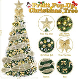 6Ft Pop Up Christmas Tree With Lights, Collapsible Artificial Christmas Tree With 8 Lighting Modes And Timer Remote, Easy Storage, Pre-Lit Xmas Tree For Home Office Apartment Party Holiday Decor