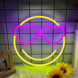 Smile Face Neon Sign Dimmable USB LED Wall Light for Bedroom Game Room Party Decor