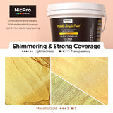Metallic Gold Acrylic Paint, 33.8Oz/1000Ml Large Heavy Body Gold Acrylic Paint, Non Toxic, Non Fading, Rich Pigment Gold Leaf Paint For Metal, Wood, Canvas, Furniture, Handcrafts, Diy Decor