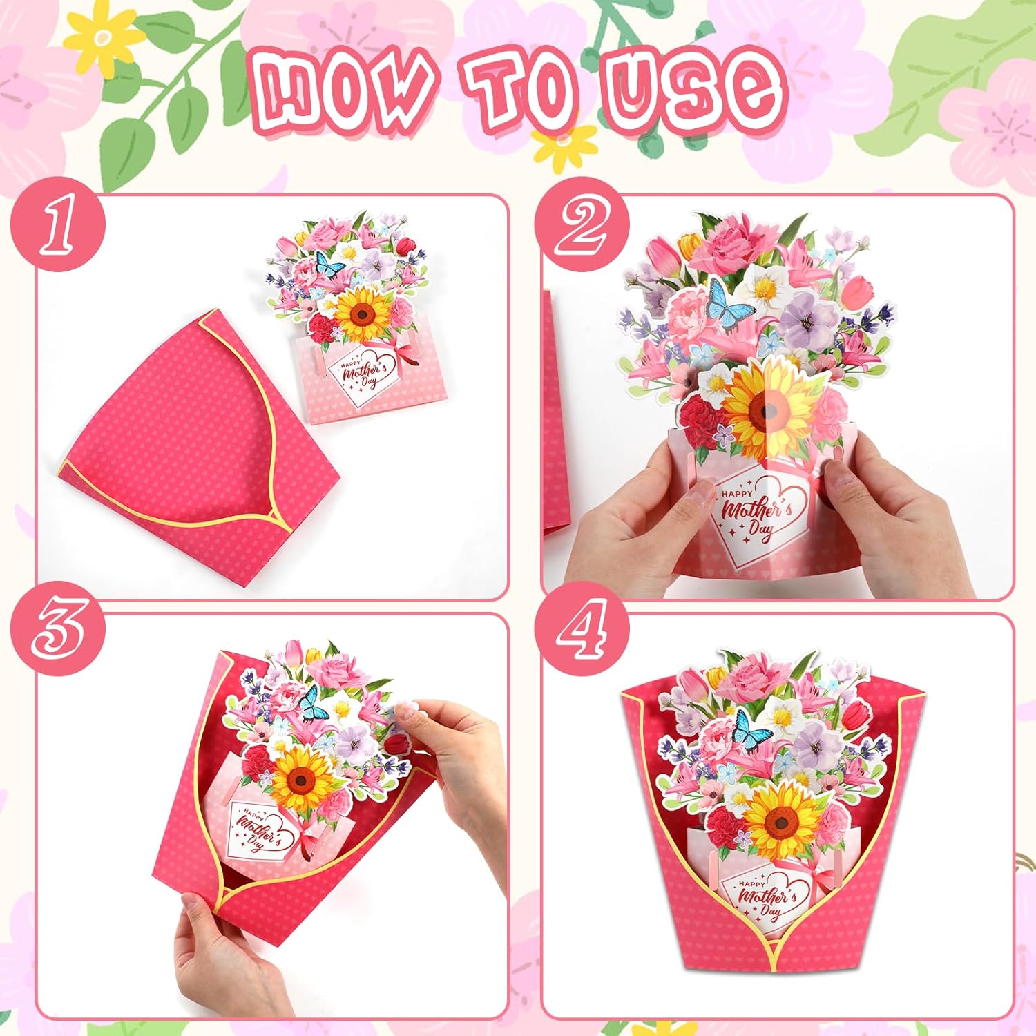 Mothers Day Card Pop Up, Happy Mother’S Day 3D Greeting Cards, Mother’S Day Floral Pop Up Card For Mother’S Day Gift Surprise, Mothers Day Favors 3D Gift Card For Women Wife Grandma Mom
