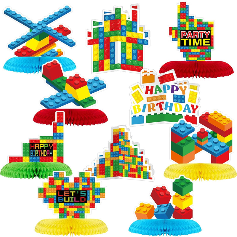 10 Pcs Building Block Birthday Party Supplies Building Block Table Cen