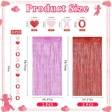 12 Pcs Valentines Day Decorations For Home, 8 Pcs Xoxo Garland Banner & 4 Pcs 3.3 X 6.6 Ft Tinsel Backdrop Fringe Curtains For Valentine'S Day