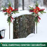 Christmas Cemetery Decorations For Grave 2 Pack Glitter Cemetery Flowers Cross Memorial Poinsettia Cross Stake Christmas Headstone Decor