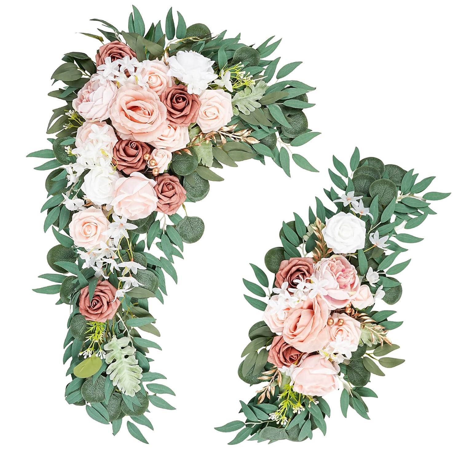 Dusty Rose Wedding Arch Flowers - Artificial Pink Flower Swag For Sign, Ceremony And Reception Backdrop Decoration - Greenery Arrangements