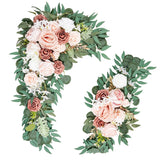 Dusty Rose Wedding Arch Flowers - Artificial Pink Flower Swag For Sign, Ceremony And Reception Backdrop Decoration - Greenery Arrangements