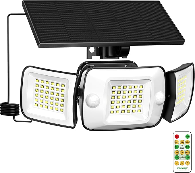 2 Pack 1200LM Solar Flood Lights Waterproof Dual Motion Sensor Security Lights with Remote
