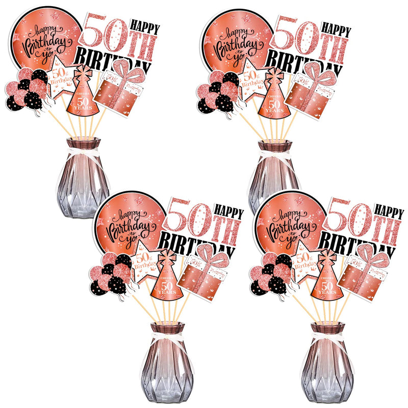 24Pcs Rose Gold 50Th Birthday Party Centerpiece Sticks 50Th Birthday D