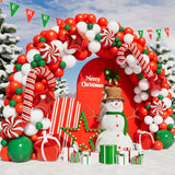 Christmas Balloon Garland Arch Kit With Xmas Green Red White Candy Balloons Gift Box Balloons Red Star Balloons For Christmas Party Decorations