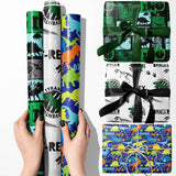 Dinosaur Wrapping Paper Rolls 3 Rolls 17 Inch X 120 Inch Happy Birthday Wrapping Paper Girl Kids Boy Dinosaur Wrap Paper For Dinosaur Party Birthday Wrapping Paper