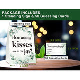 How Many Kisses Are In The Jar Sign, Greenery Bridal Shower Game, Eucalyptus Baby Shower Sign & Tickets, Wedding/Engagement Party Supplies Decorations - (1 Sign + 50 Find Cards) - 08