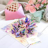 Pop Up Card Set For Women – 4 Pack 3D Greeting Cards With Butterflies, Flowers & Parrot – Birthday, Thank You, Get Well, Sympathy, Concelence, All Occasion – Includes 4 Envelopes & 4 Blank Notecards