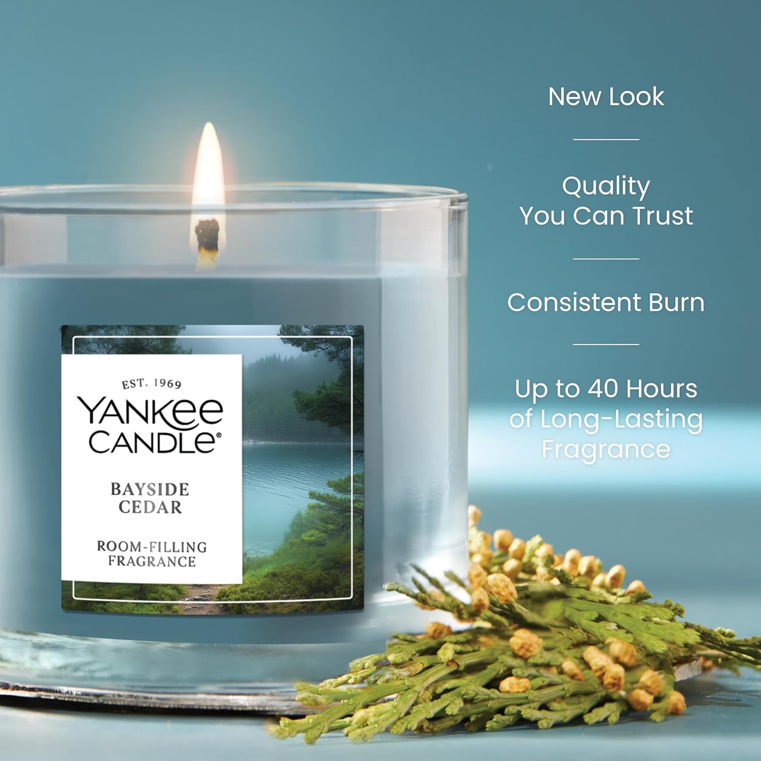 Yankee Candle Small Tumbler Scented Candle with up to 40 Hour Burn Time, Premium Plant Wax Blend for Consistent Burn, 4.3 oz Tumbler Candle with Room Filling Fragrance, Bayside Cedar