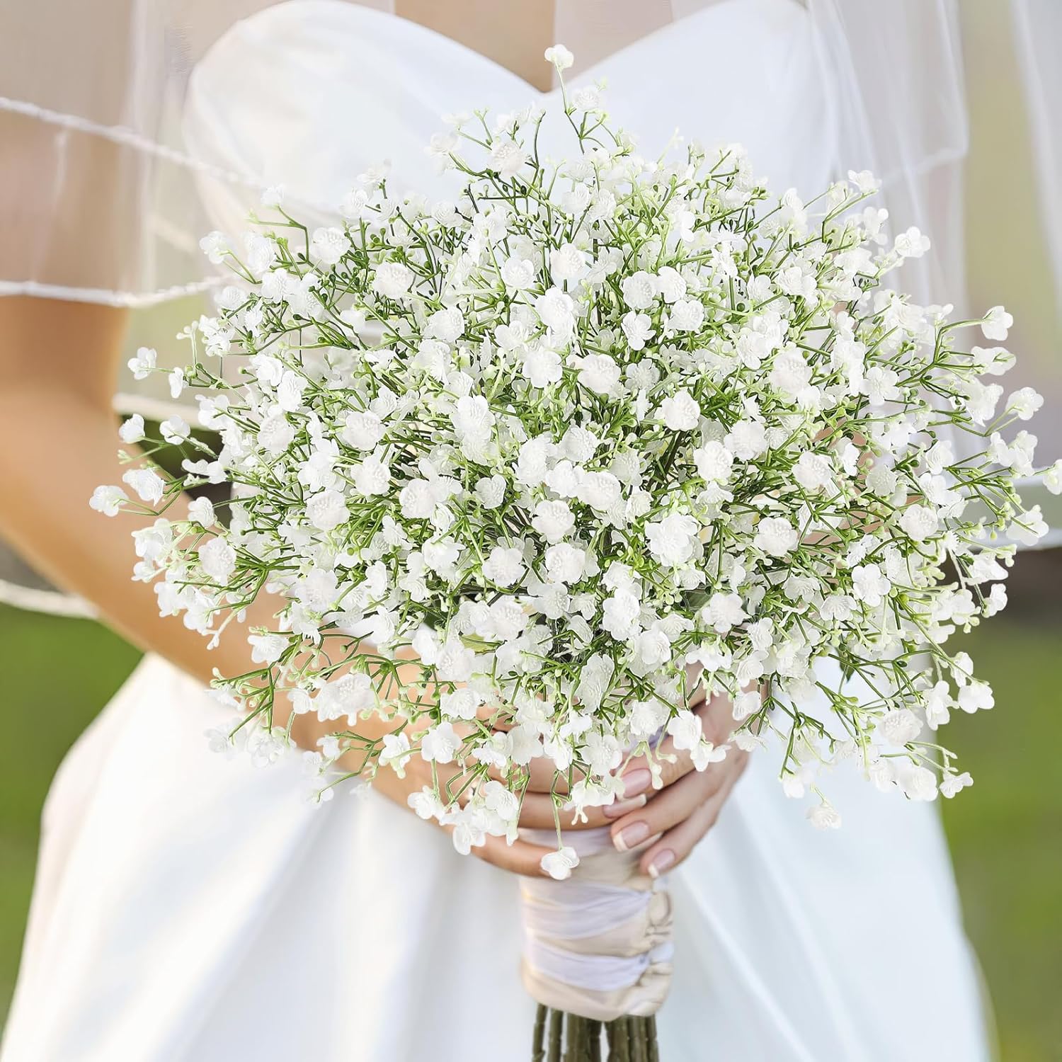 12Pcs Babys Breath Artificial Flowers,Real Touch Fake White Flowers Faux Flowers Bouquets For Vase Home Office Wedding Spring Winter Indoor Outdoor Centerpiece Table Decorations