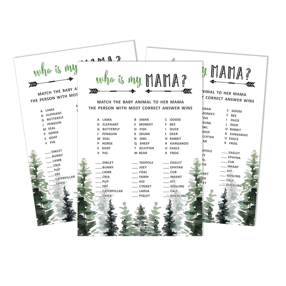 My Mommy Name Activity Cards Greenery Baby Shower 50 Sheets Who Is My Mommy Greatest Adventure Baby Shower Game