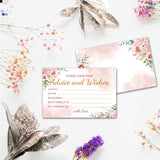 Boho Floral Greenery Advice And Wishes Cards, 25 Pcs Blush Pink Double Sided Advice Cards For The Bride And Groom, Mr And Mrs, Bride Shower, Wedding Reception, Engagement Party(06)