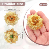 1.77 Inch Artificial Roses Head, 50 Pcs Fake Flowers Wedding Faux Flower Wall Diy Crafts Bridal Shower Bouquet Home Housewarming Decor Decoration, Gold