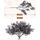 Fake Fall Flowers Artificial For Decoration Faux Indoor Real Touch Silk Babys Breath Floral Stems Home Boho Centerpieces Tables Vase Decor Dust Blue 12Pcs