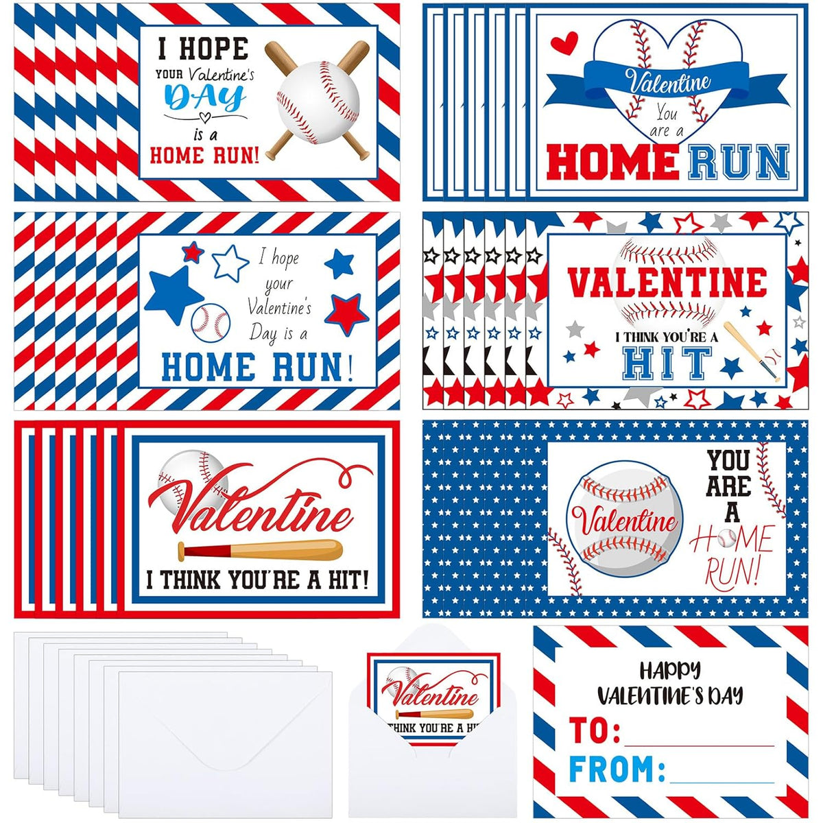 36 Sets Valentine'S Day Baseball Cards Bulk Valentines Exchange Gift Cards With Envelopes For Valentine Exchange Gift Next Level Friend Themed Party Supplies