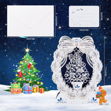 3D Pop-Up Greeting Cards 3D Hollowed Out Paper Carved Christmas Greeting Card, Exquisite And Collectible Christmas Greeting Cards Innovative Wreath + Christmas Tree Style, Suitable For Office Ornaments, Holiday Gifts, Home Decoration (Blue - Wreath)