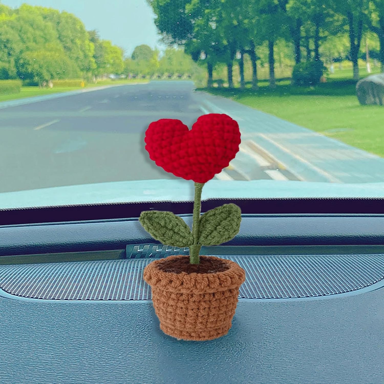 2Pcs Crocheted Rose Bouquet, Red Heart Handmade Crochet, Knitted Fake Flowers, Rose Artificial Desk Flowers For Valentine’S Day Home Kitchen Rustic Table Centerpiece Decor Gifts