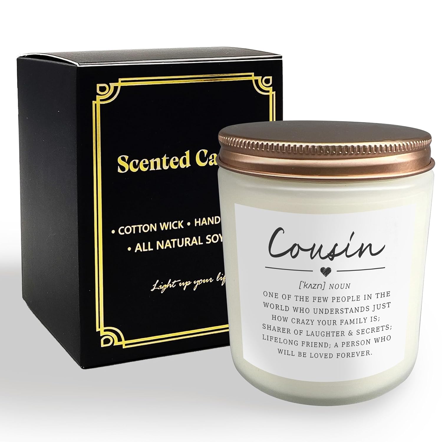 Cousin Gifts For Women Candles, Best Cousin Gifts For Women, Gifts For Cousins Female, Cousin Gifts From Cousin, Cousin Jar Candle (Wood Sage & Sea Salt), White