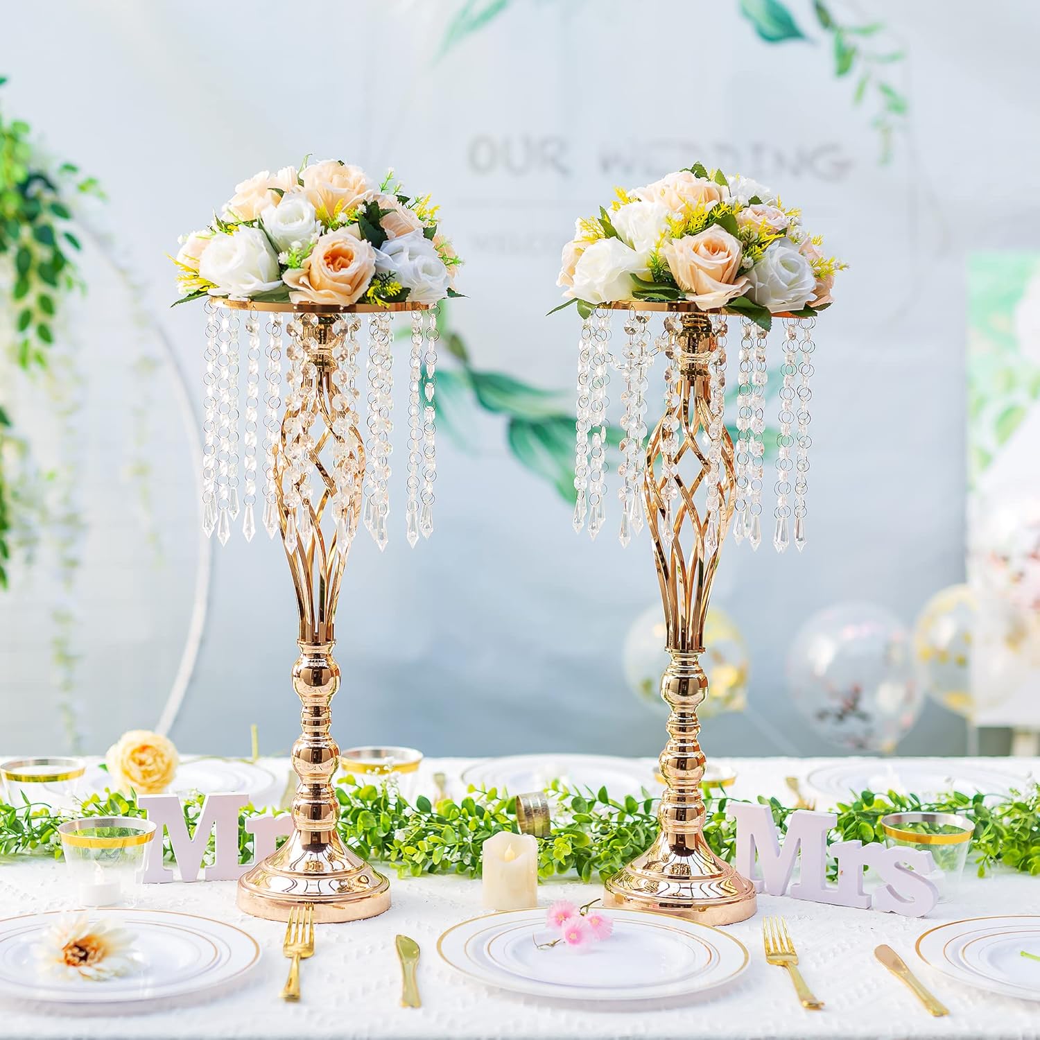 Flower Centerpieces For Wedding Tables: Wedding Table Decorations Peachy Champagne & White Flower Balls Centerpieces For Engagement Cerebration Party Center Pieces 2 Packs