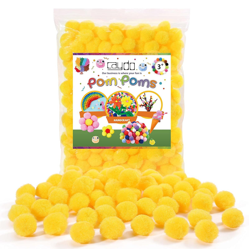 200Pcs Yellow Pom Poms, 1 Inch Rainbow Craft Pom Pom Soft And Fuzzy Balls For