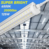 6 Pack 8FT U Shape LED Ceiling Lights 125W 20000LM 6500K Linkable Plug and Play Garage Lights