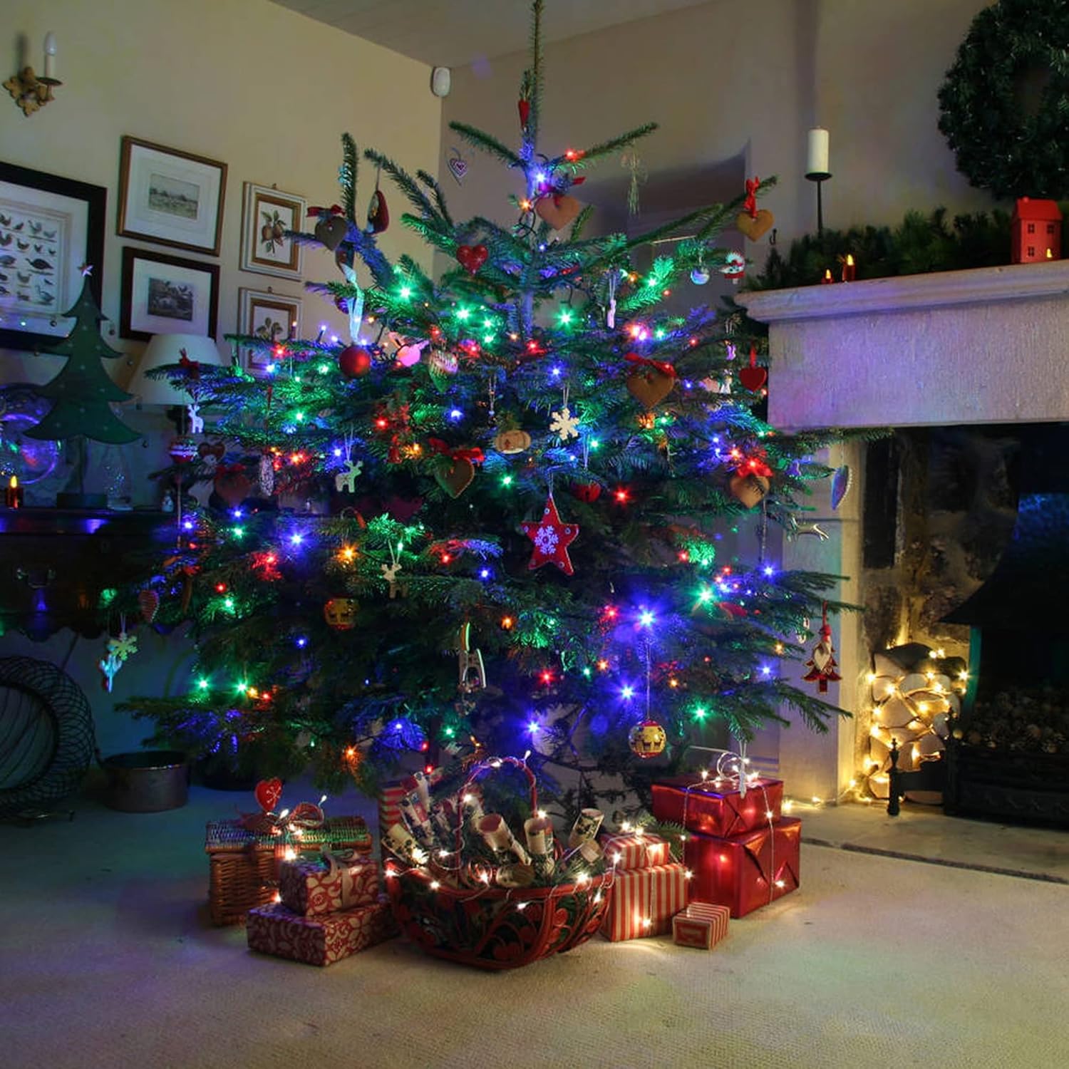 Christmas String Lights, 66Ft 200 Led Connectable Green Wire 8 Modes String Lights, Waterproof Christmas Lights For Indo