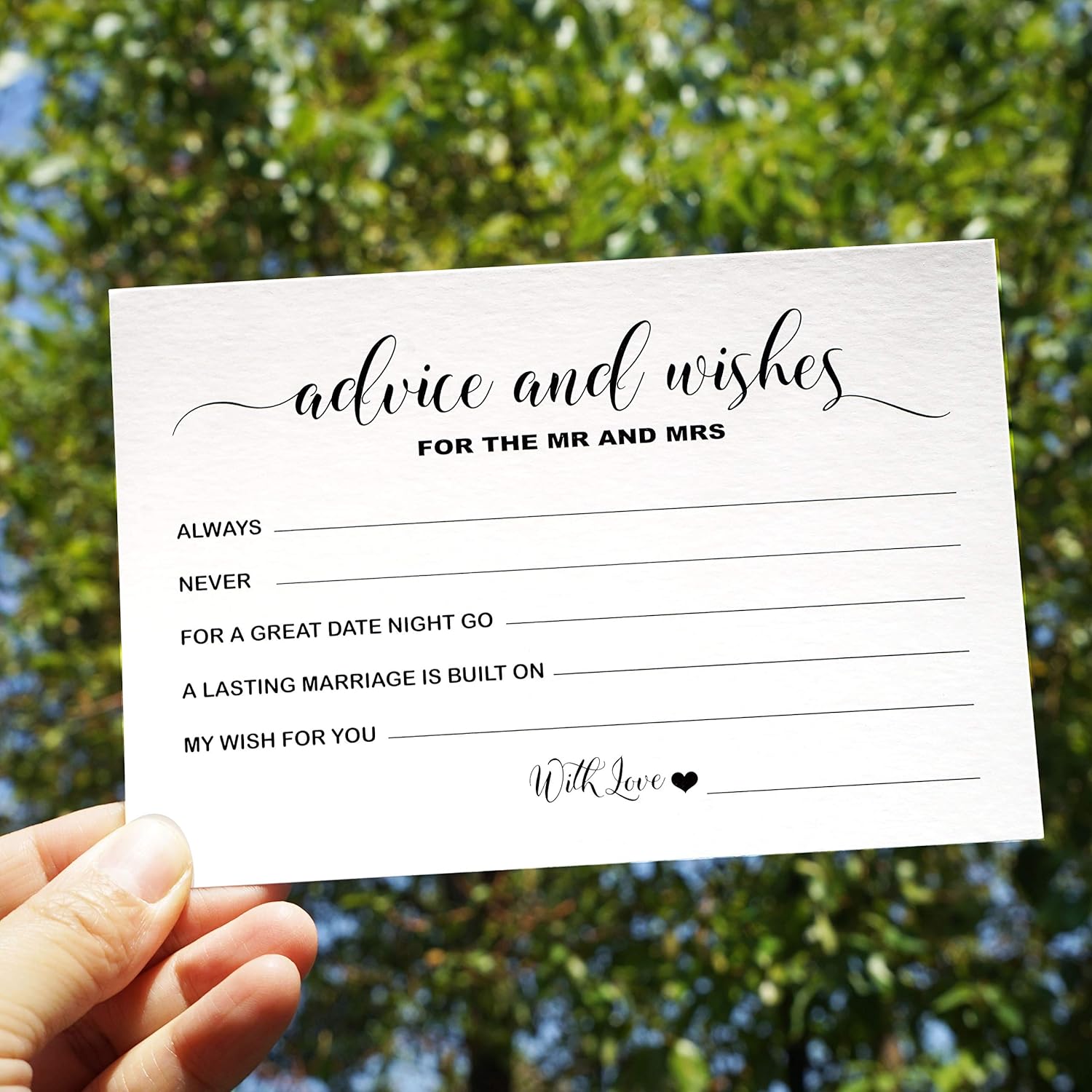 Wedding Advice And Well Wishes Cards For The Mr And Mrs Bride And Groom Newlyweds Bridal Shower Games Note Marriage Advice Pack Of 50