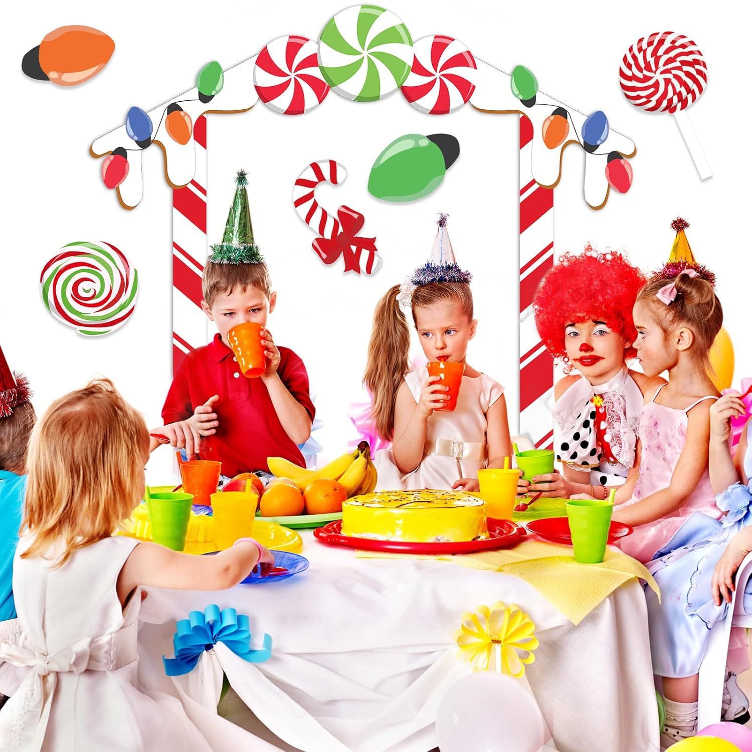 20 Pcs Christmas Candy House Door Cover Large Christmas Door Decorations Candy Cane Covers Banner Gingerbread Backdrop For Classroom Wall Window Stickers Decor