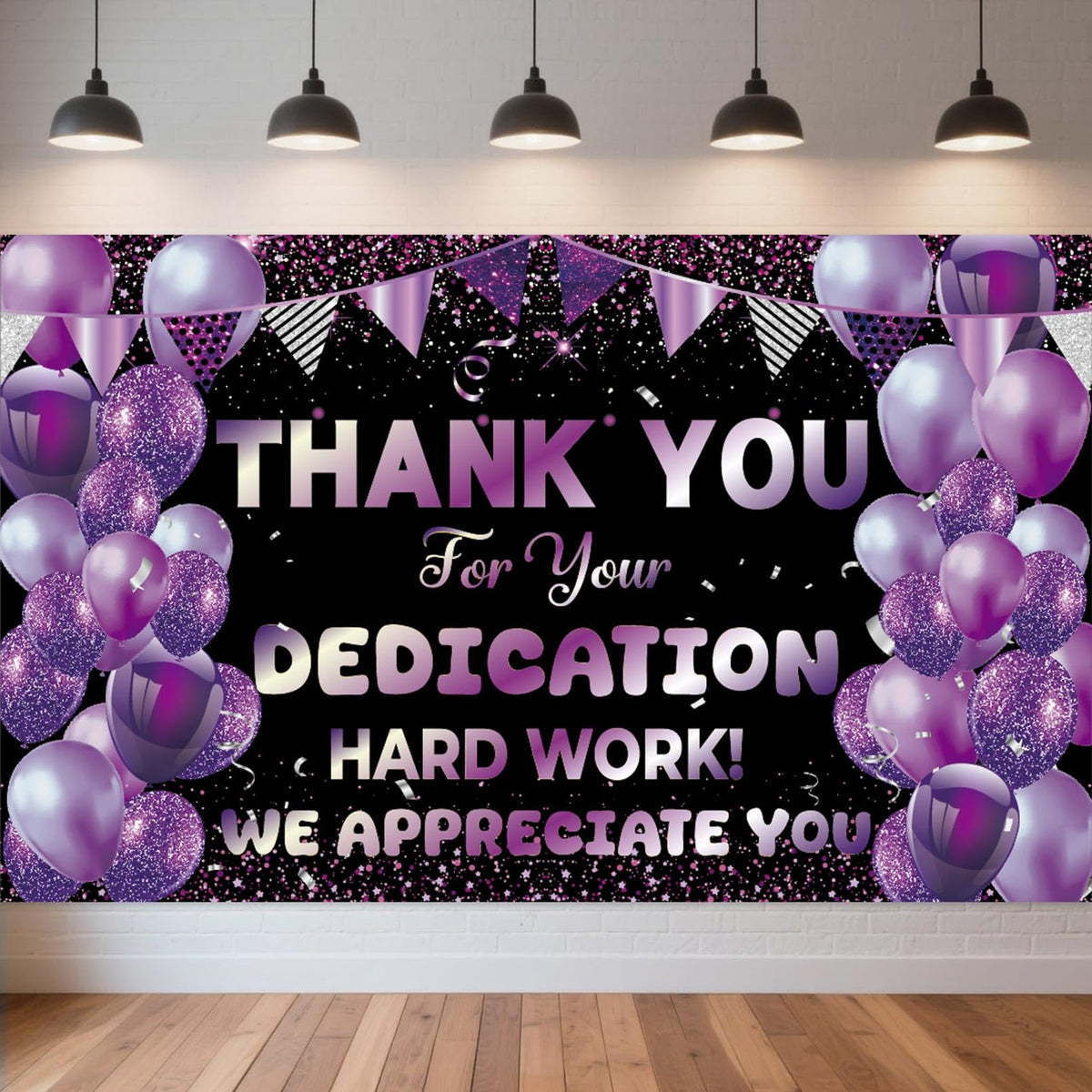We Appreciate You Banner Backdrop Large Black Purple Photo Booth Backdrop Employee Thank You Banner Employee Appreciation Decor for Teachers Nurses Graduations Staff Recognition Events