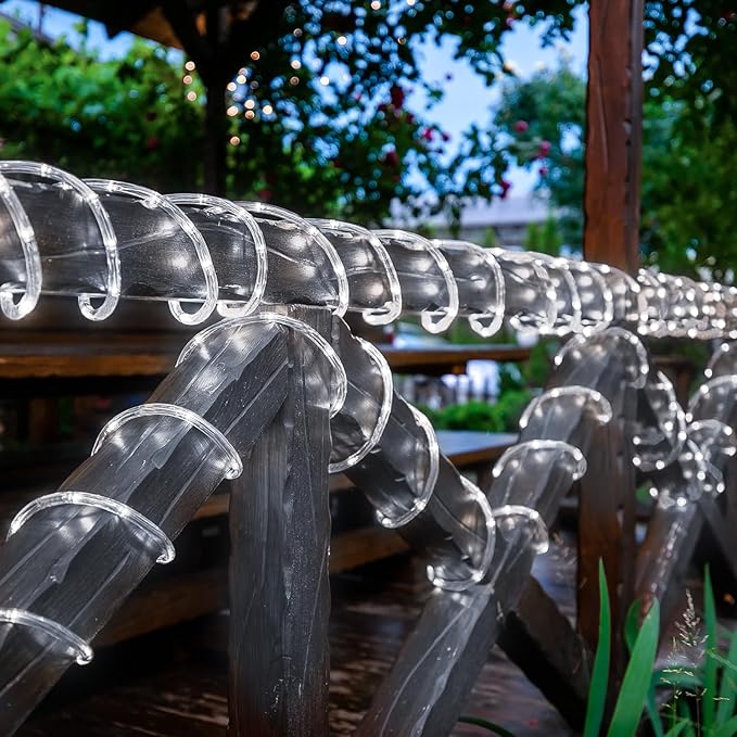 66FT Solar Rope Lights 200 LED Waterproof Flexible Tube String Lights for Garden Patio