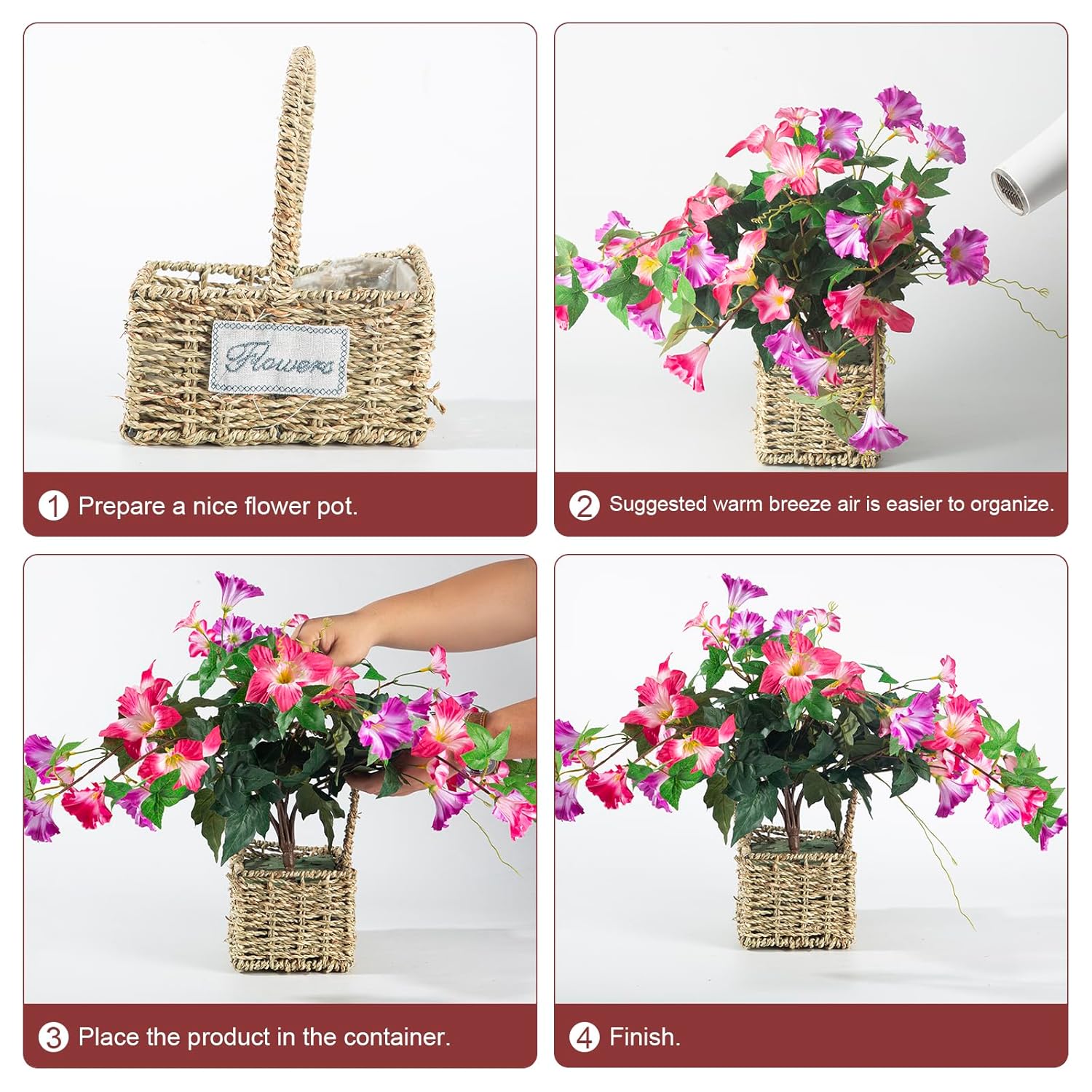 2 Pack Artificial Petunias Flowers - Realistic Fake Hanging Uv Resistant For Outside, Pink - Porch Garden Home Decor