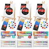 78Pack Acrylic Paint Set, Painting Kits For Adults, Paints Kit With3 Pack Of 12 Colors Paint 3 Sets Of Wooden Easels, Canvas, Brushes, Palette, Art Paint Supplies Kit For Adults Beginner