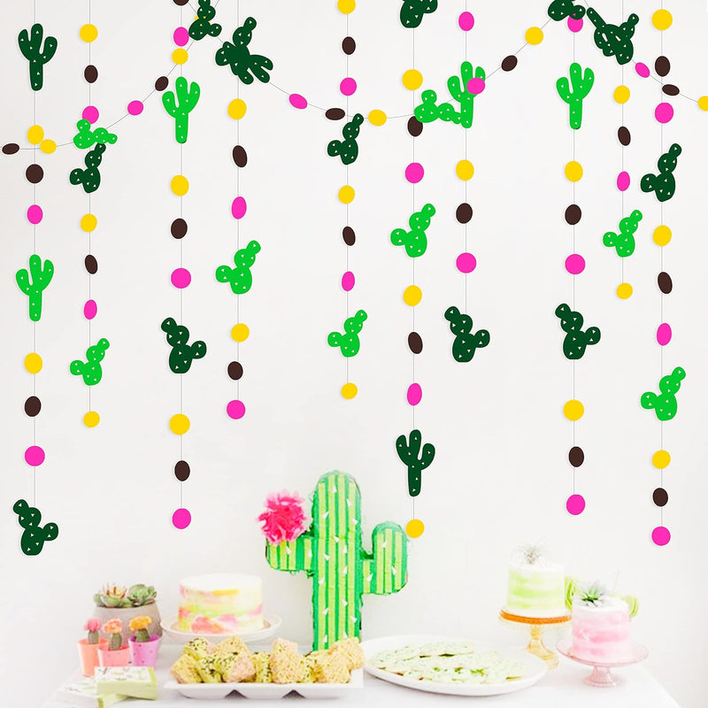 40Ft Cactus Party Decorations Yellow Brown Hot Pink Polka Dot Garlands