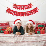 Merry Christmas Banner Xmas Burlap Bunting Garland Christmas Decorations For Fireplace Chimney Wall Tree Party Indoor Outdoor Party Office Classroom(Red)