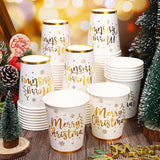 50Pcs Gold Foil Christmas Paper Cups 9 Oz Disposable Coffee Cups Xmas Holiday Party Cups For Hot Cold Beverage Party Supplies