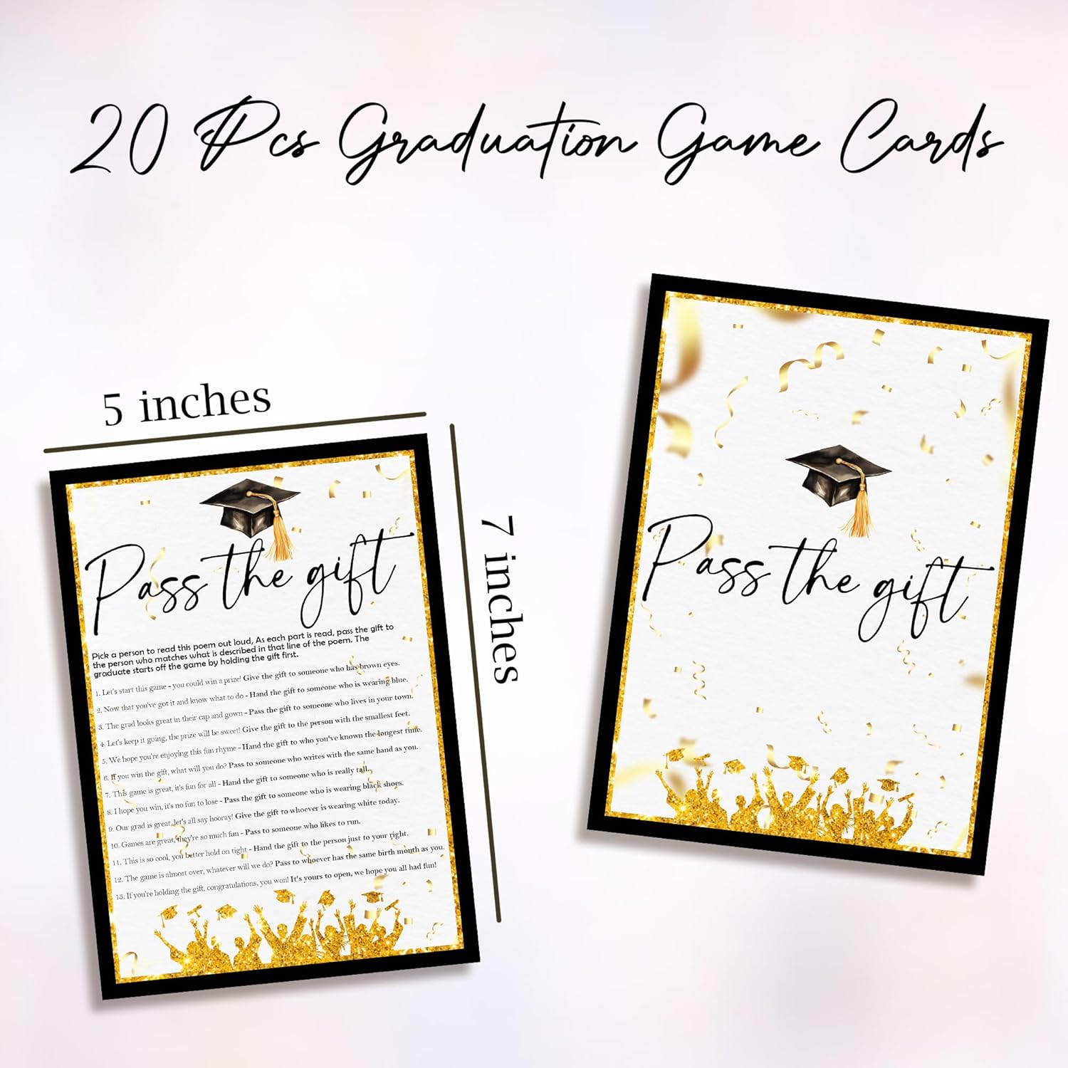 Graduation Party Games 2025 - Pass The Gift - 20 Pcs Graduation Game Cards For Graduation Party High School College Senior School Graduation Party Decorations And Supplies - A05