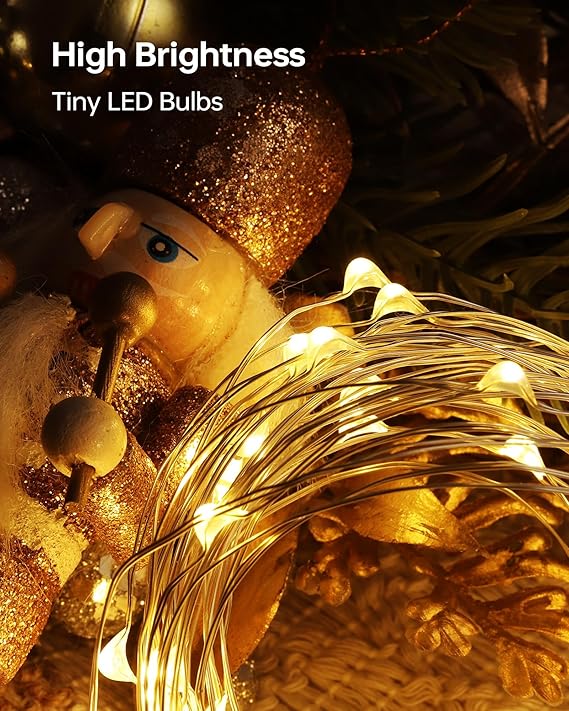 6 Pack Battery Operated Fairy Lights 7FT 20 LED Warm White Copper Wire Twinkle String Lights for Mason Jars Wedding Party Christmas DIY Centerpiece Decor